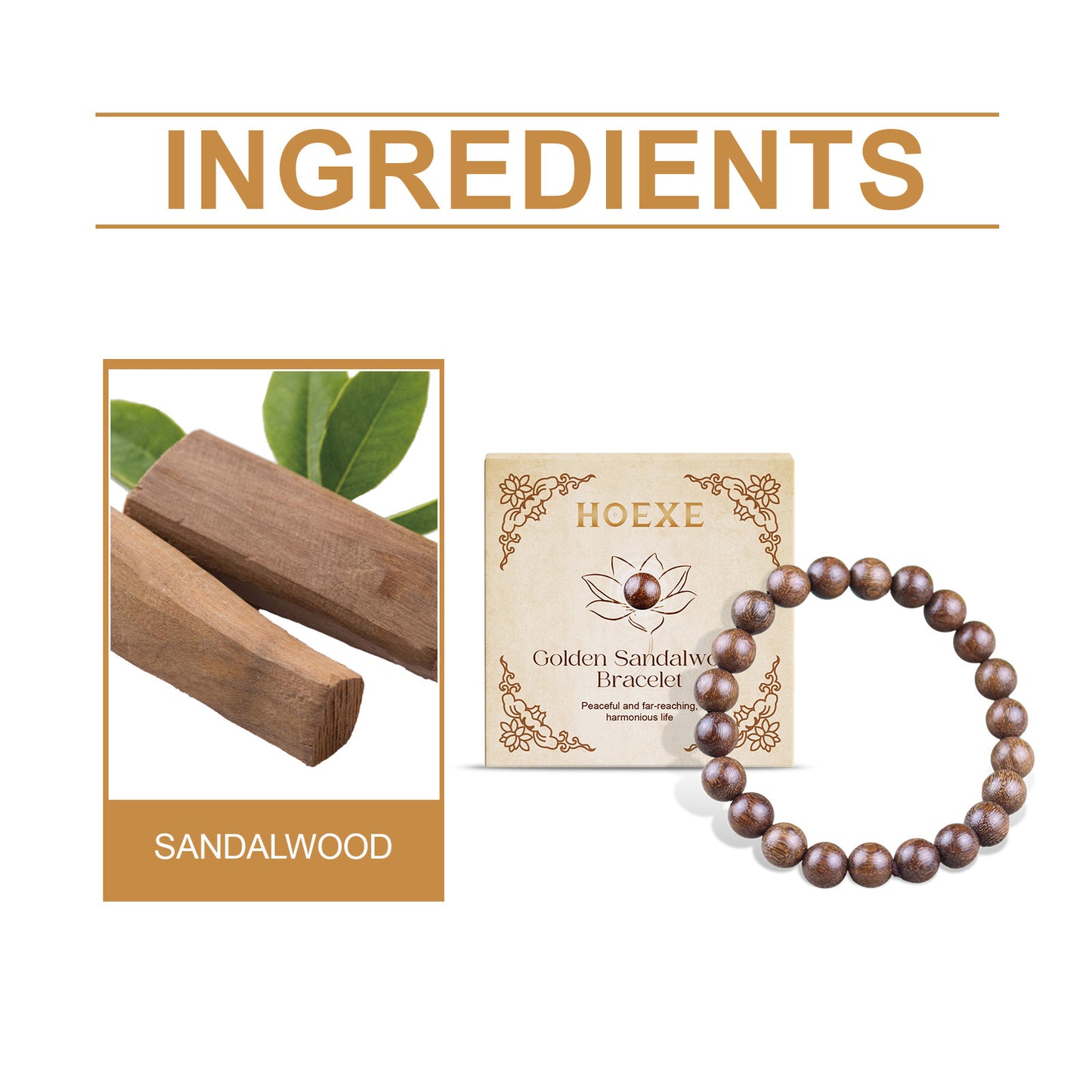 BeatWizards Gold Wire Sandalwood Bead Hand Daily Wear Decoration Simple Fashion 100 With Decorative Wooden Bead Bracelet