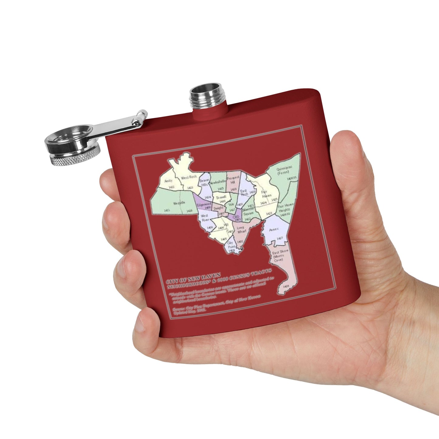 Custom New Haven Neighborhoods Stainless Steel Flask - 6oz