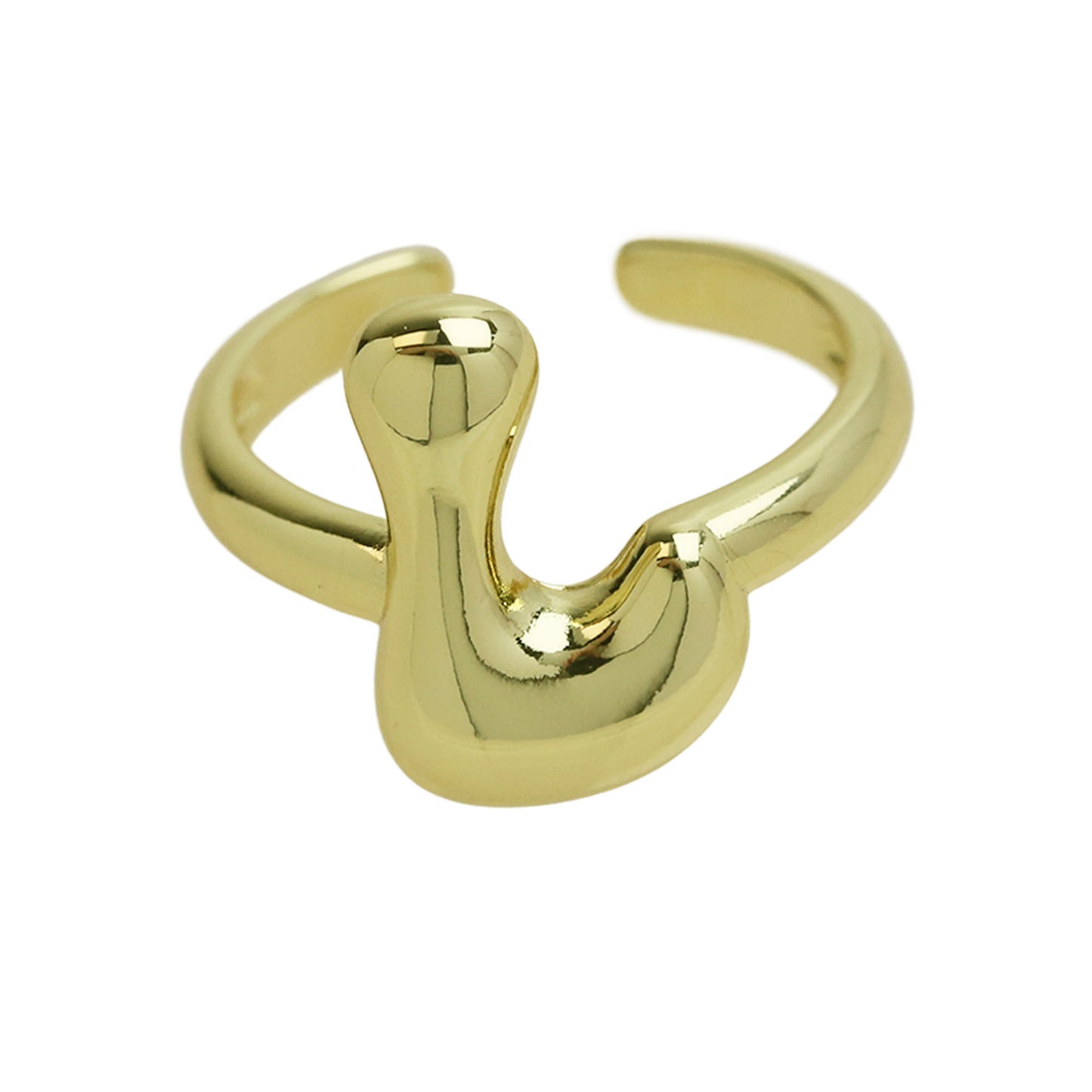BeatWizards Golden smooth bubble balloon bubble cute chubby 26 letter ring