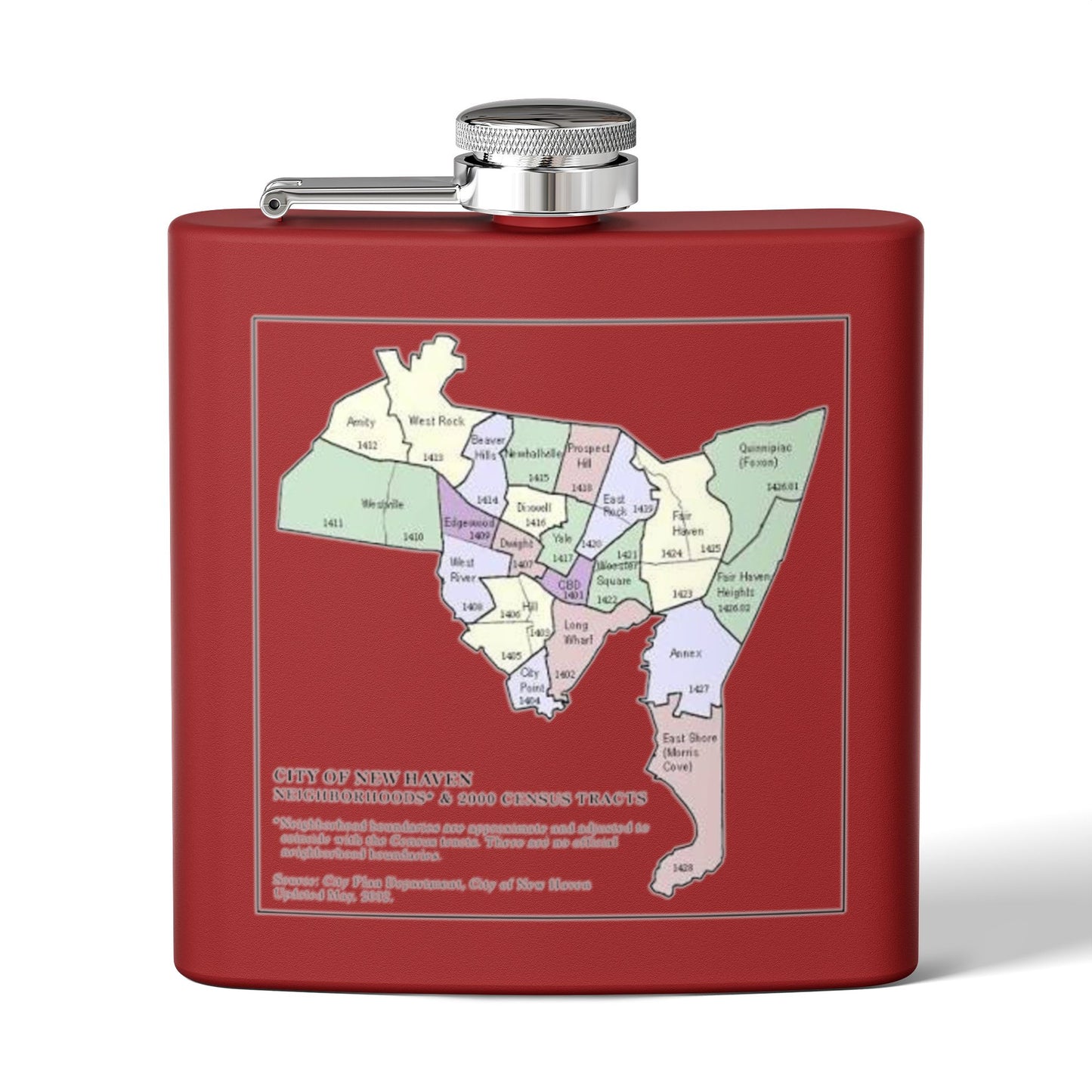 Custom New Haven Neighborhoods Stainless Steel Flask - 6oz