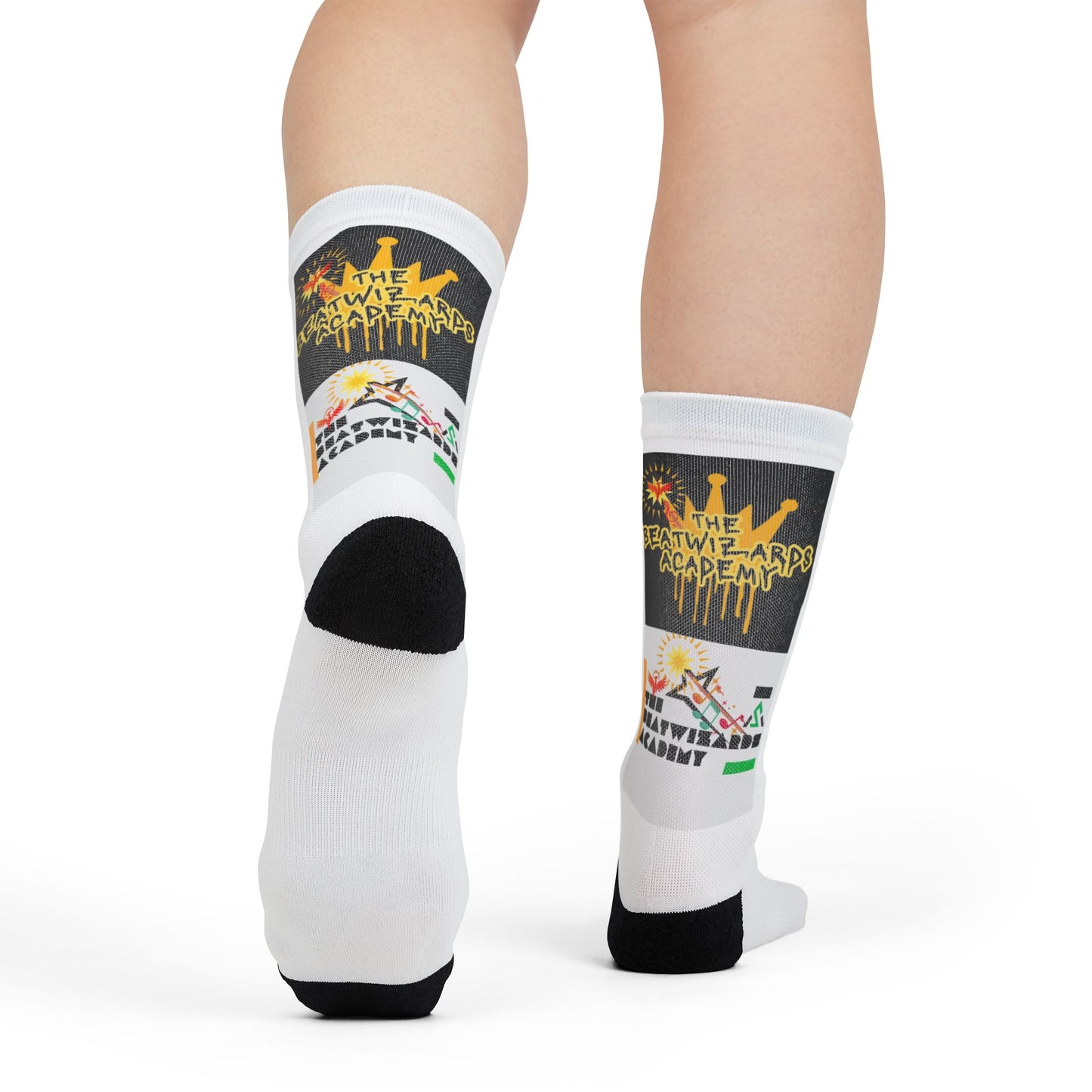 Sublimation Crew Socks - Fun Academy Design for Active Wear