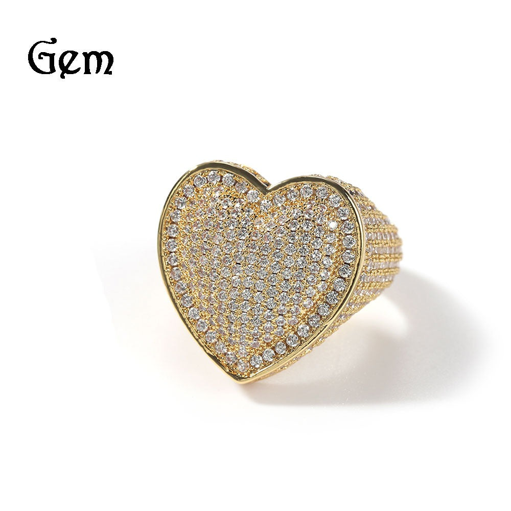 BeatWizards Ring copper set with 3A zircon large heart ring