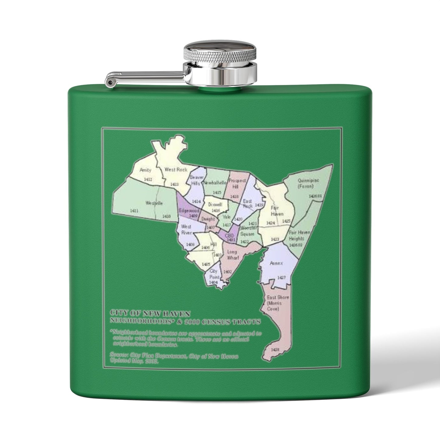 Custom New Haven Neighborhoods Stainless Steel Flask - 6oz