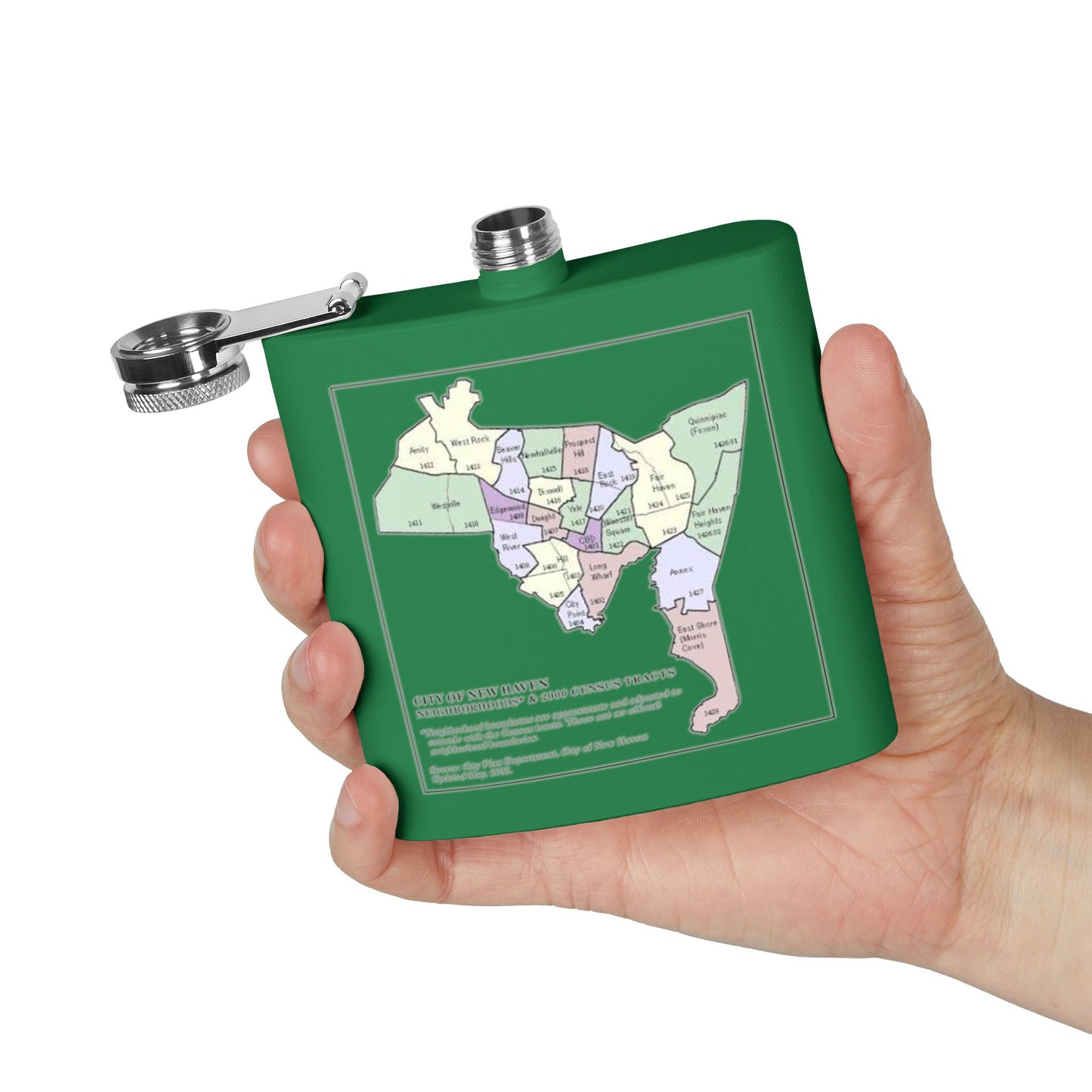 Custom New Haven Neighborhoods Stainless Steel Flask - 6oz