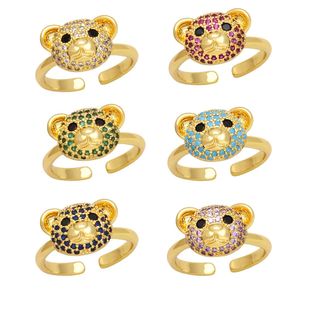 BeatWizards Simple sweet cute BeatWizard bear ring female open ring