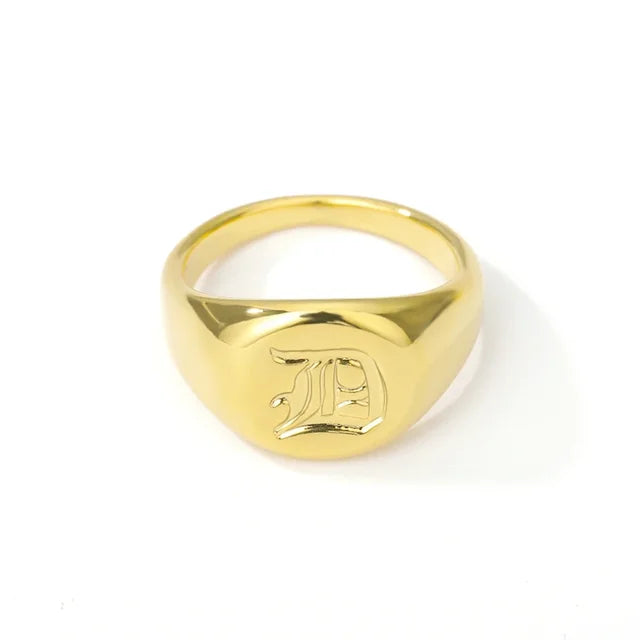 BeatWizards Academy A-Z Letter Initial Rings for Women Goth Chunky Wide Stainless Steel Alphabet Men Ring 2024 Trendy Wedding Couple Jewelry anillos