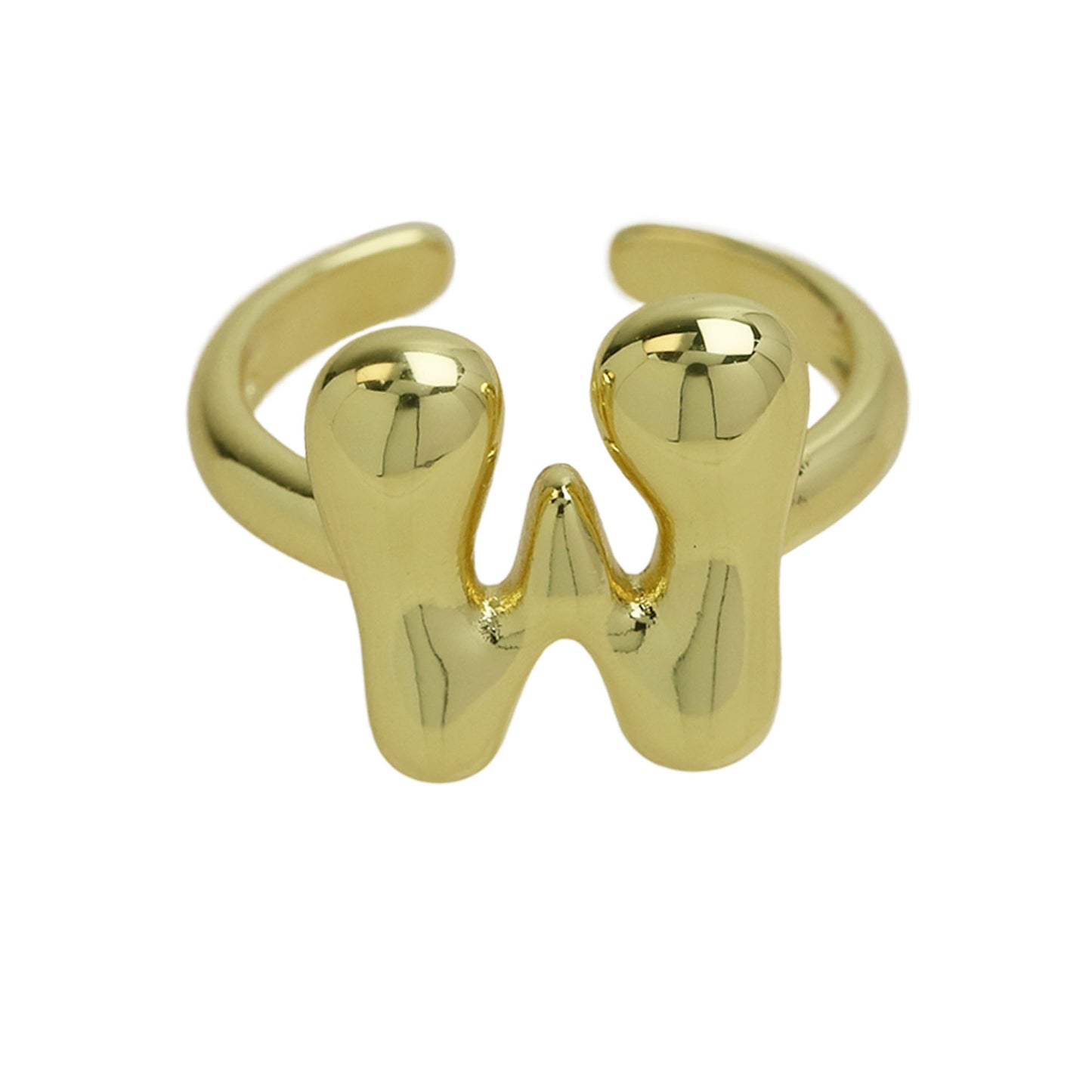 BeatWizards Golden smooth bubble balloon bubble cute chubby 26 letter ring
