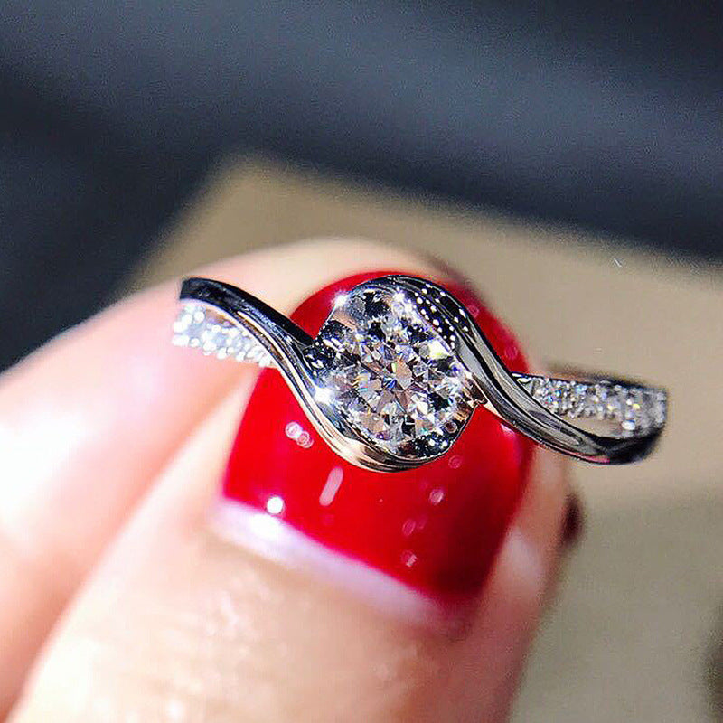 BeatWizards Creative & Twisted Arm Eight Heart Eight Arrow Zircon Ring for Women's Engagement Ring