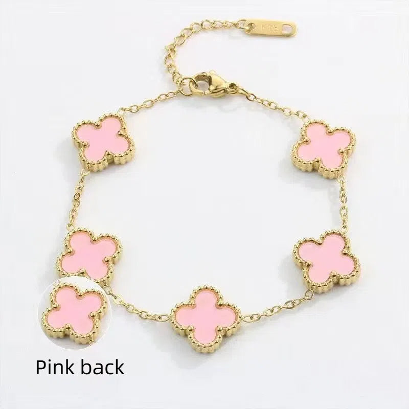 BeatWizards Academy Four leaf clover bracelet women's titanium steel light luxury electroplating 18k gold