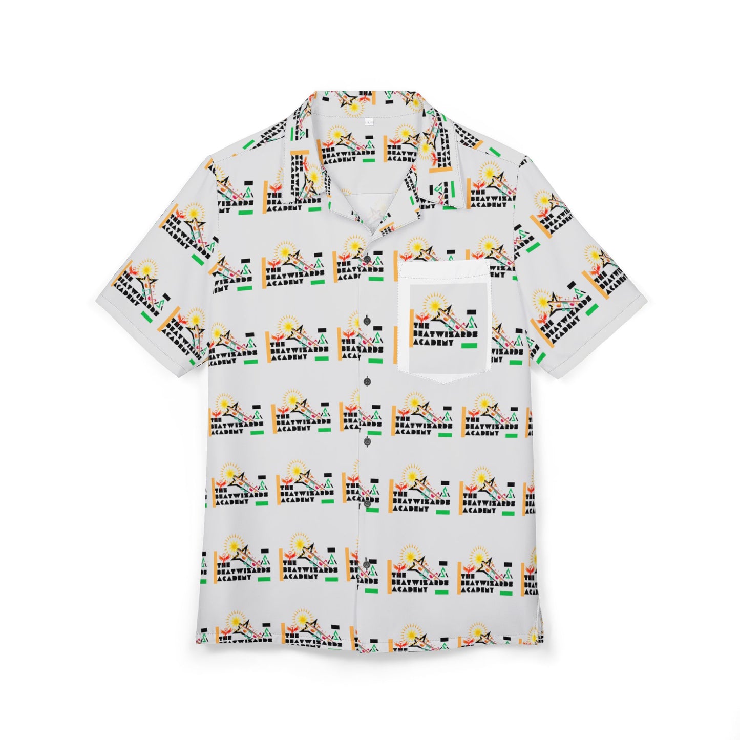 Unisex Hawaiian BeatWizard Button-Down Shirt - Fun Tropical Print for Summer Vacations