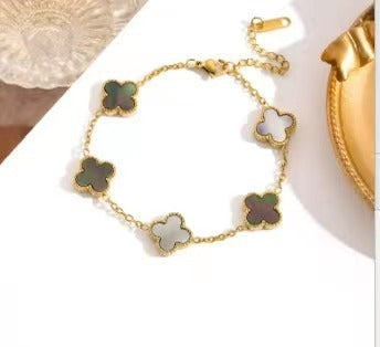 BeatWizards Academy Four leaf clover bracelet women's titanium steel light luxury electroplating 18k gold