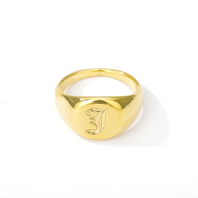 BeatWizards Academy A-Z Letter Initial Rings for Women Goth Chunky Wide Stainless Steel Alphabet Men Ring 2024 Trendy Wedding Couple Jewelry anillos