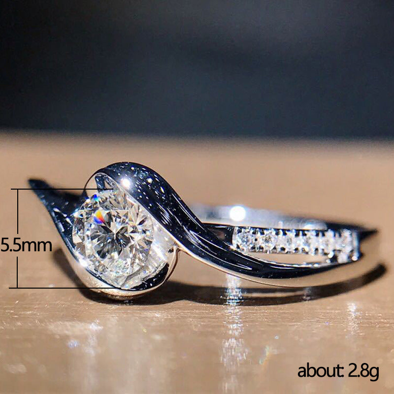 BeatWizards Creative & Twisted Arm Eight Heart Eight Arrow Zircon Ring for Women's Engagement Ring