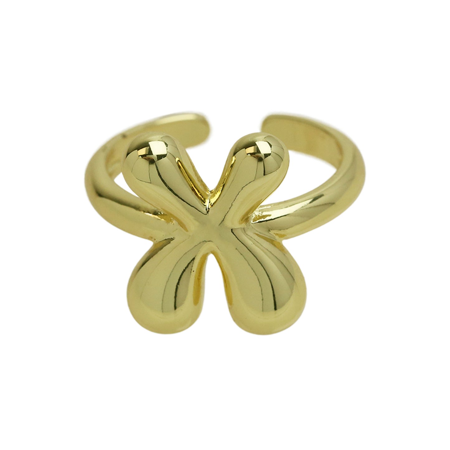 BeatWizards Golden smooth bubble balloon bubble cute chubby 26 letter ring