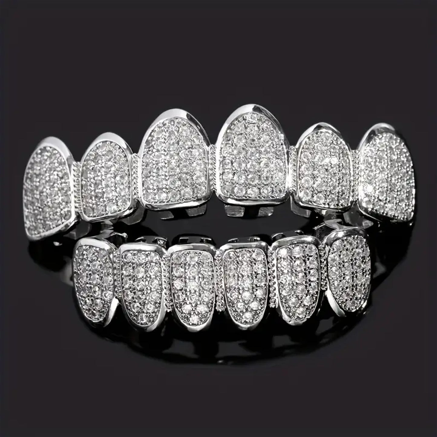 Hip hop braces with copper zircon micro inlaid with real gold exaggerated hiphopgrills