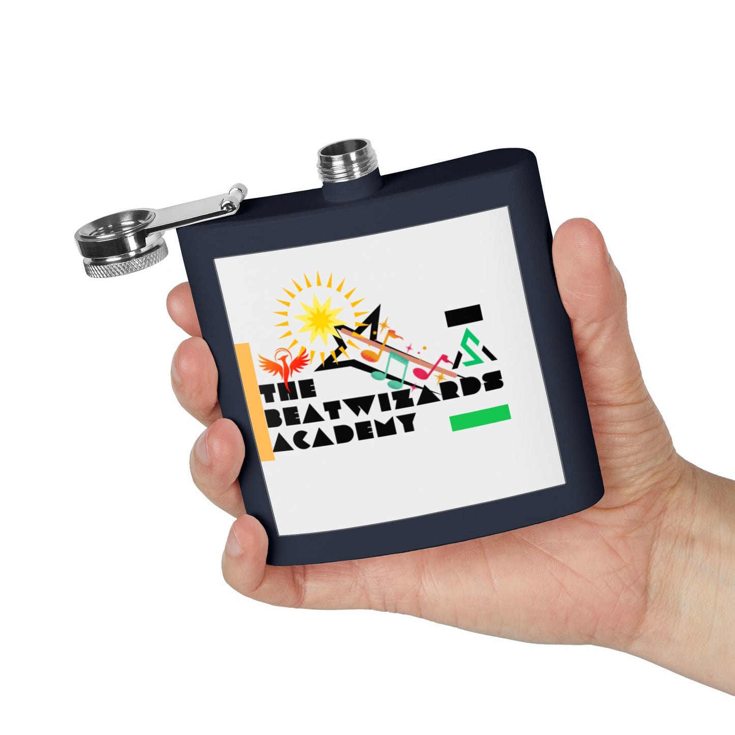The Beatwizards Academy Stainless Steel Flask - 6oz | Unique Gift for Music Lovers | Perfect for Parties, Tailgates, and Celebrations