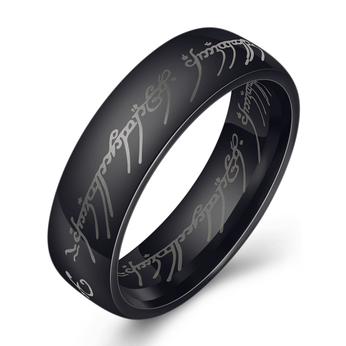BeatWizard’s Peripheral Laser Arabic font ring The Lord of the Rings stainless steel 6MM ring personality