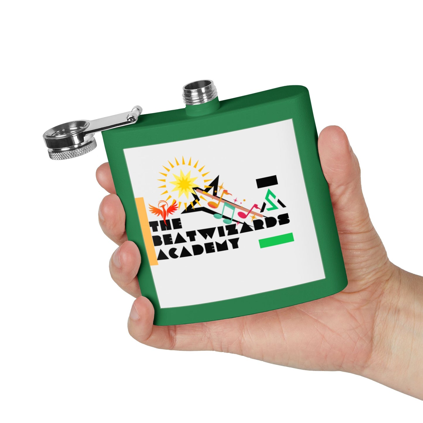 The Beatwizards Academy Stainless Steel Flask - 6oz | Unique Gift for Music Lovers | Perfect for Parties, Tailgates, and Celebrations