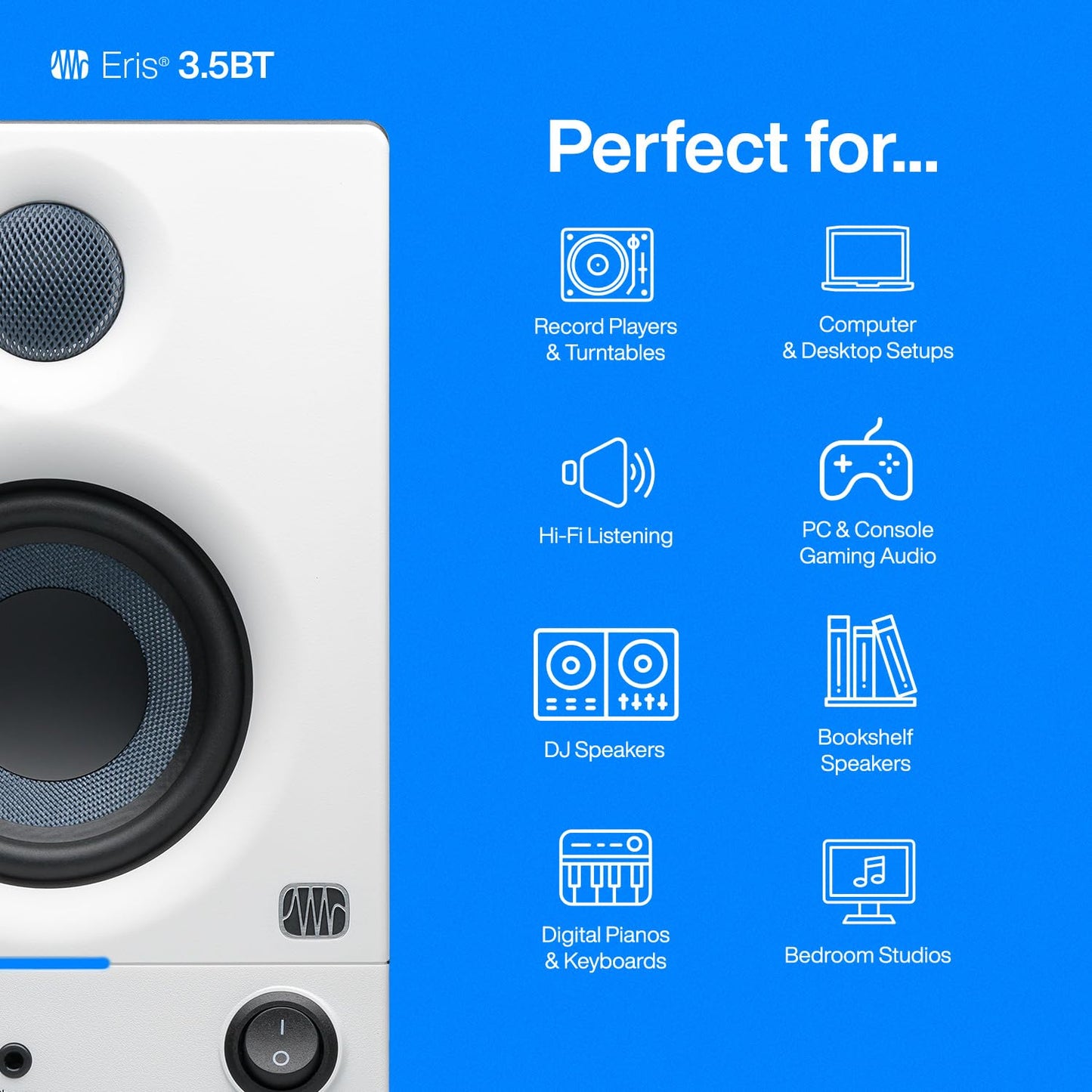PreSonus Eris 3.5 Studio Monitors, Pair — Powered, Active Monitor Speakers for Near Field Music Production, Desktop Computer, Hi-Fi Audio