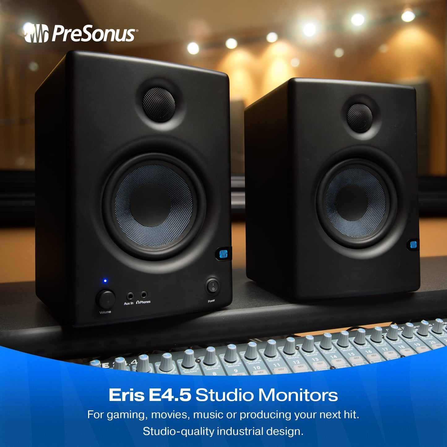 PreSonus Eris 3.5 Studio Monitors, Pair — Powered, Active Monitor Speakers for Near Field Music Production, Desktop Computer, Hi-Fi Audio
