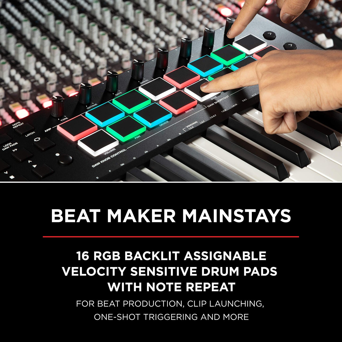 M-Audio Oxygen Pro Mini – 32 Key USB MIDI Keyboard Controller With Beat Pads, MIDI assignable Knobs, Buttons & Faders and Software Suite Included