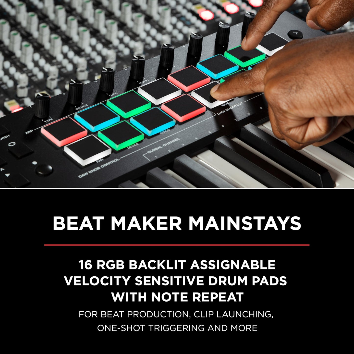 M-Audio Oxygen Pro Mini – 32 Key USB MIDI Keyboard Controller With Beat Pads, MIDI assignable Knobs, Buttons & Faders and Software Suite Included