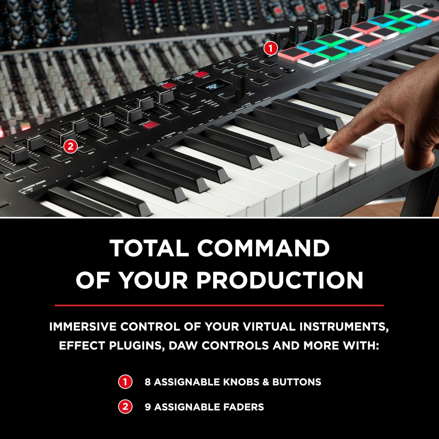 M-Audio Oxygen Pro Mini – 32 Key USB MIDI Keyboard Controller With Beat Pads, MIDI assignable Knobs, Buttons & Faders and Software Suite Included