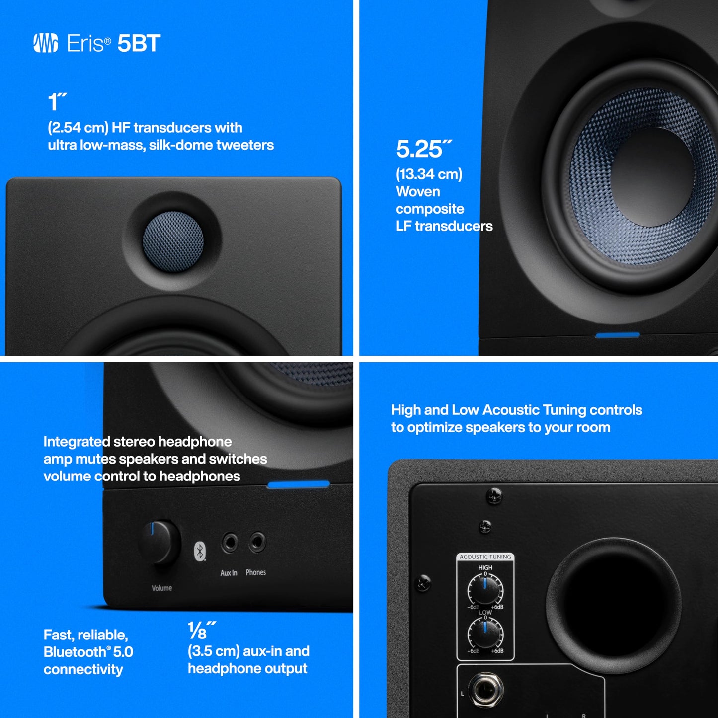 PreSonus Eris 3.5 Studio Monitors, Pair — Powered, Active Monitor Speakers for Near Field Music Production, Desktop Computer, Hi-Fi Audio