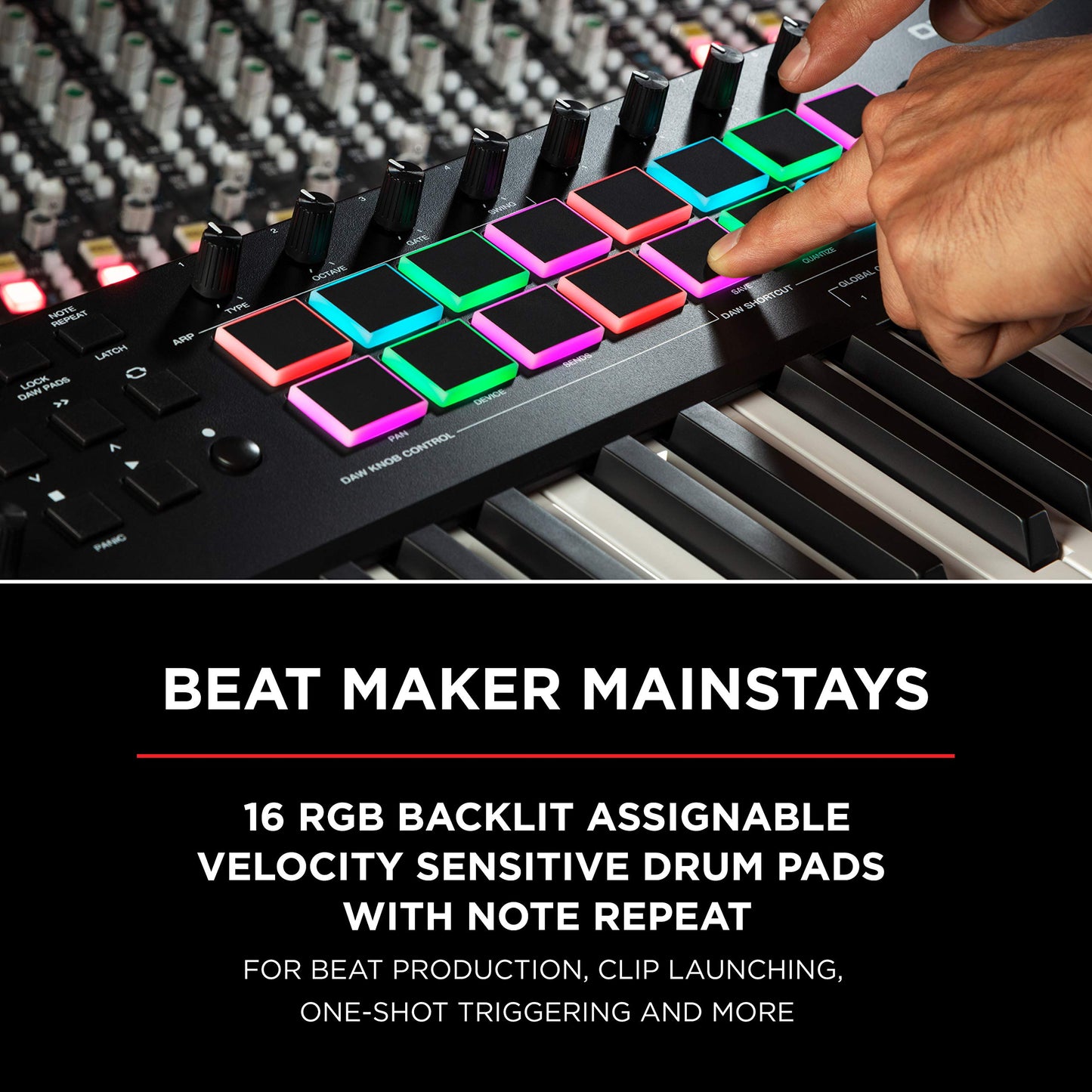 M-Audio Oxygen Pro Mini – 32 Key USB MIDI Keyboard Controller With Beat Pads, MIDI assignable Knobs, Buttons & Faders and Software Suite Included