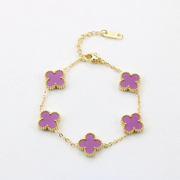 BeatWizards Academy Four leaf clover bracelet women's titanium steel light luxury electroplating 18k gold