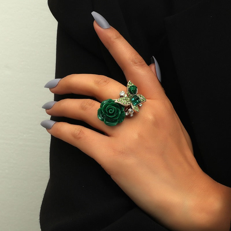 MeetTheDashers-Mrs. Dasher. Kia Rose Butterfly Charm Ring Vintage Bohemian Alloy Popular Handpiece