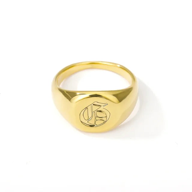 BeatWizards Academy A-Z Letter Initial Rings for Women Goth Chunky Wide Stainless Steel Alphabet Men Ring 2024 Trendy Wedding Couple Jewelry anillos