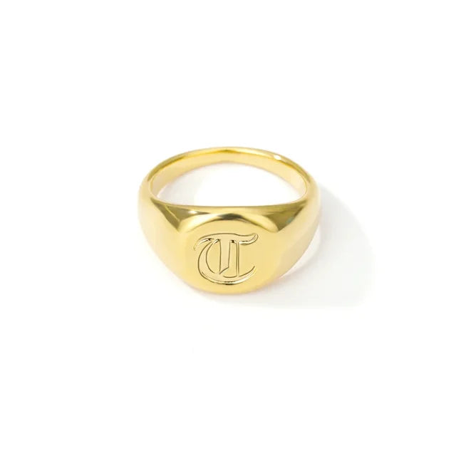 BeatWizards Academy A-Z Letter Initial Rings for Women Goth Chunky Wide Stainless Steel Alphabet Men Ring 2024 Trendy Wedding Couple Jewelry anillos
