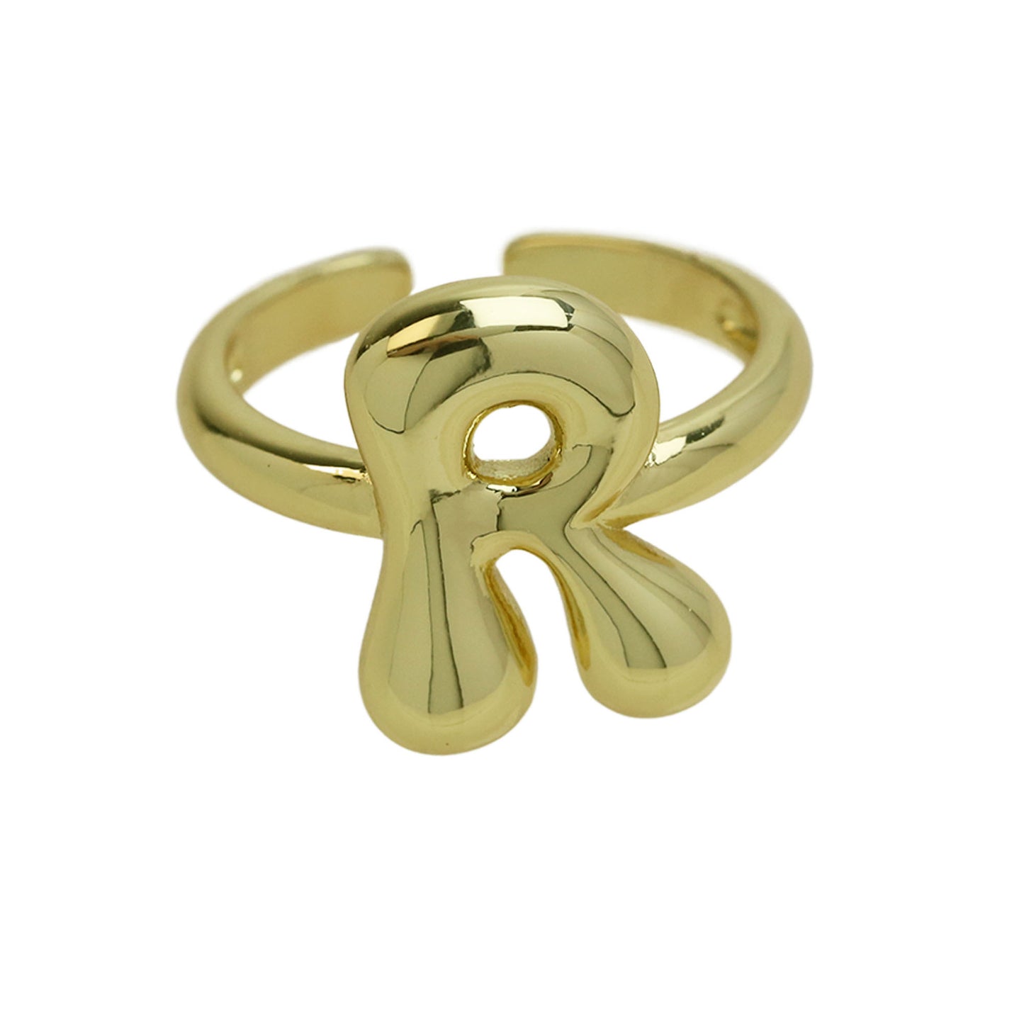 BeatWizards Golden smooth bubble balloon bubble cute chubby 26 letter ring