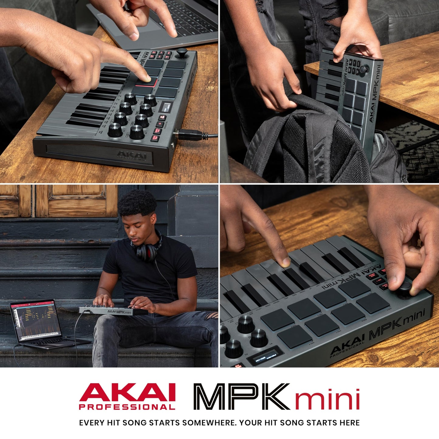 Akai Professional MPK Mini MK3 - 25 Key USB MIDI Keyboard Controller With 8 Backlit Drum Pads, 8 Knobs, Music Production Software and Native Instruments Sound Package (NKS Integration), White