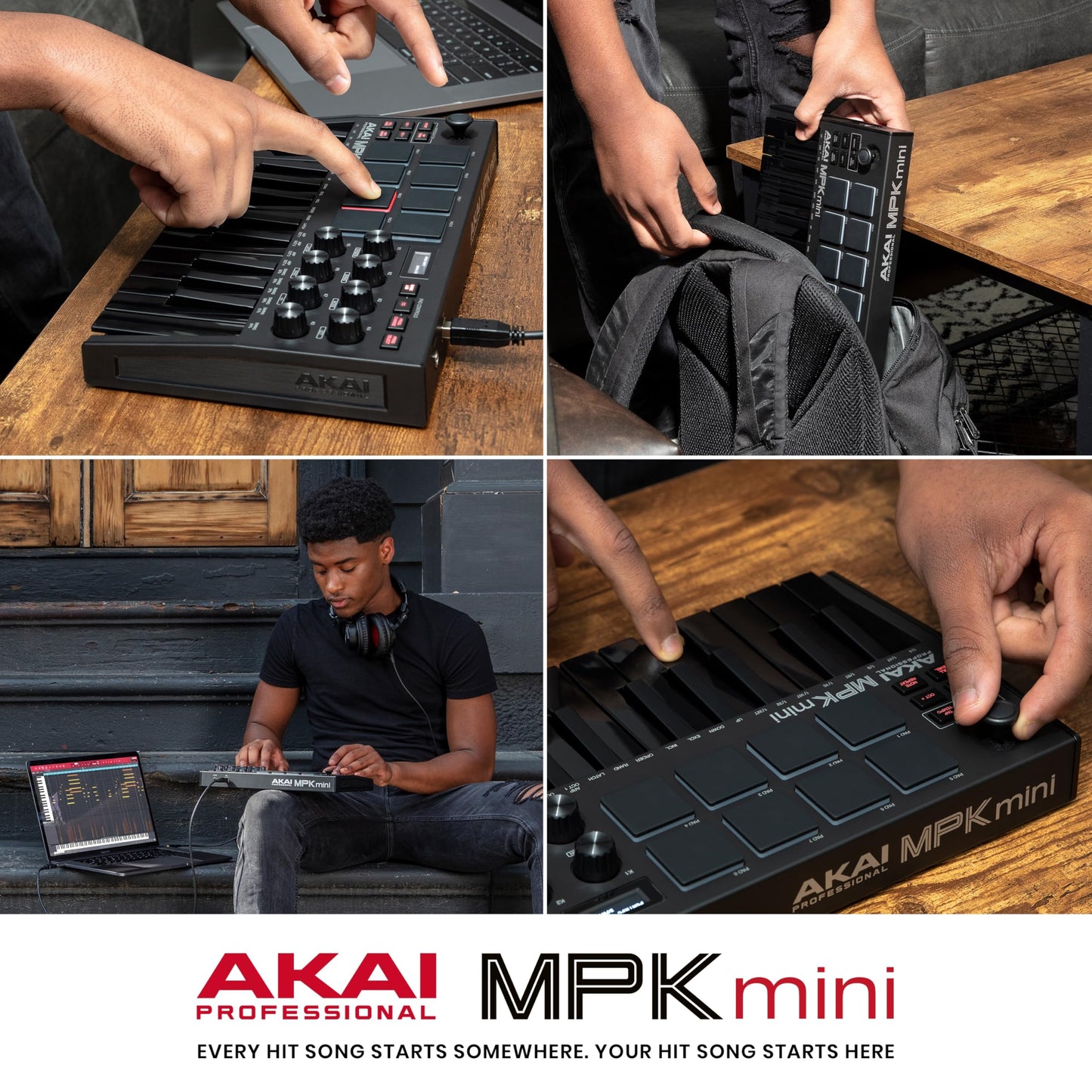 Akai Professional MPK Mini MK3 - 25 Key USB MIDI Keyboard Controller With 8 Backlit Drum Pads, 8 Knobs, Music Production Software and Native Instruments Sound Package (NKS Integration), White