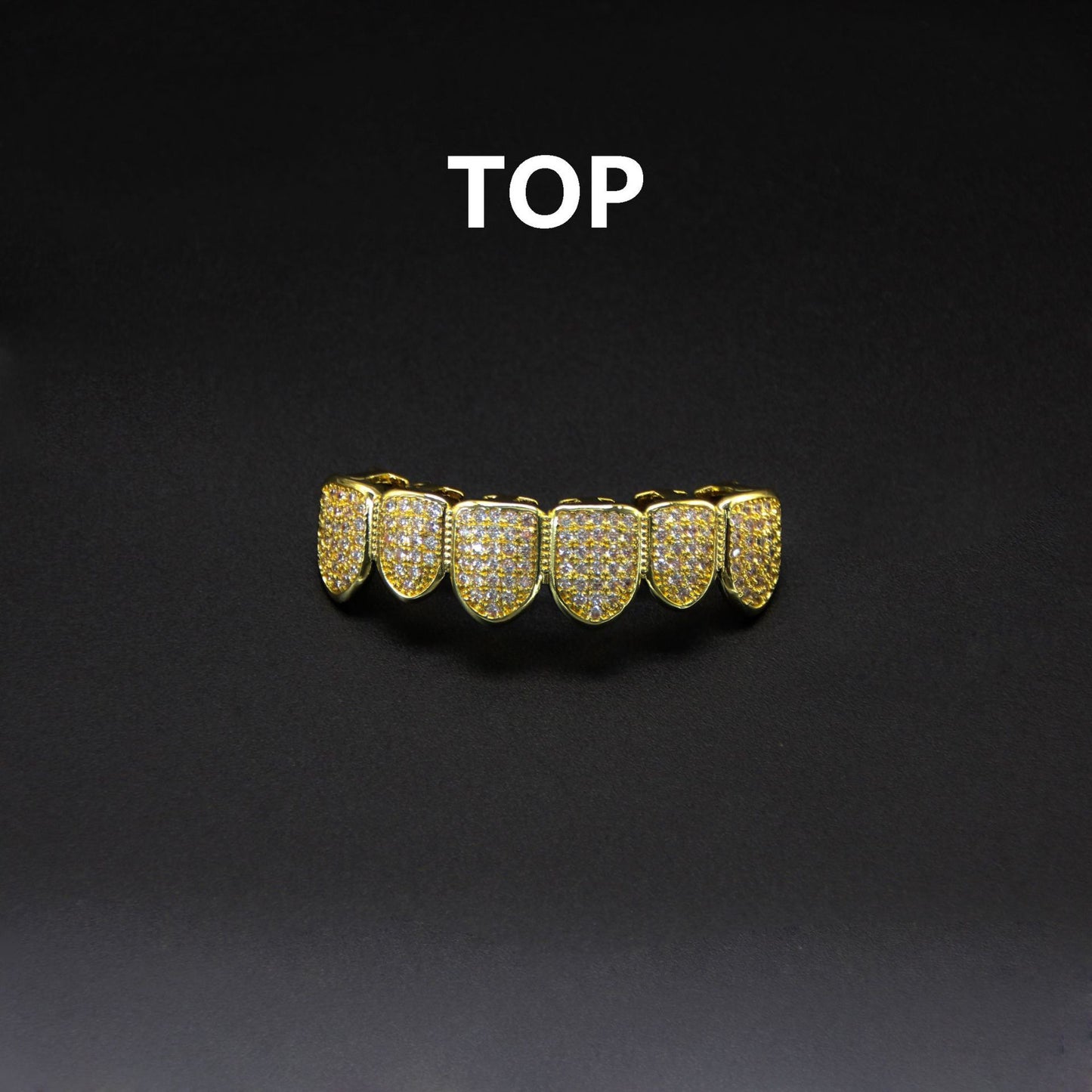 Hip hop braces with copper zircon micro inlaid with real gold exaggerated hiphopgrills