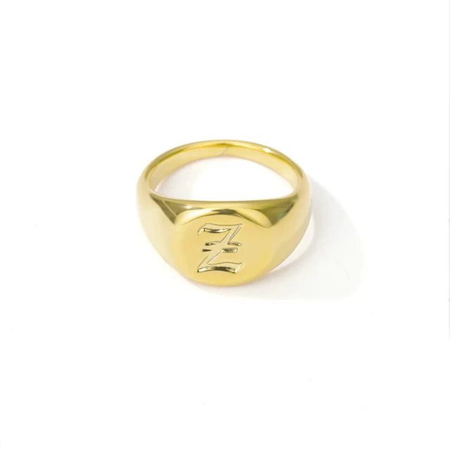 BeatWizards Academy A-Z Letter Initial Rings for Women Goth Chunky Wide Stainless Steel Alphabet Men Ring 2024 Trendy Wedding Couple Jewelry anillos