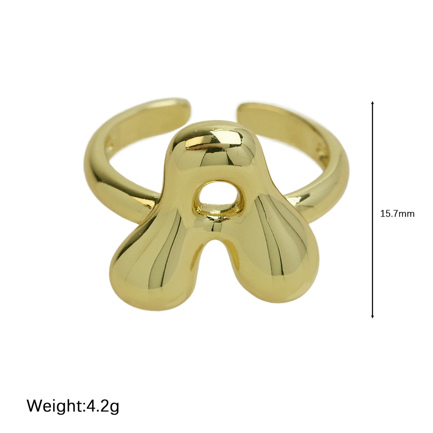 BeatWizards Golden smooth bubble balloon bubble cute chubby 26 letter ring