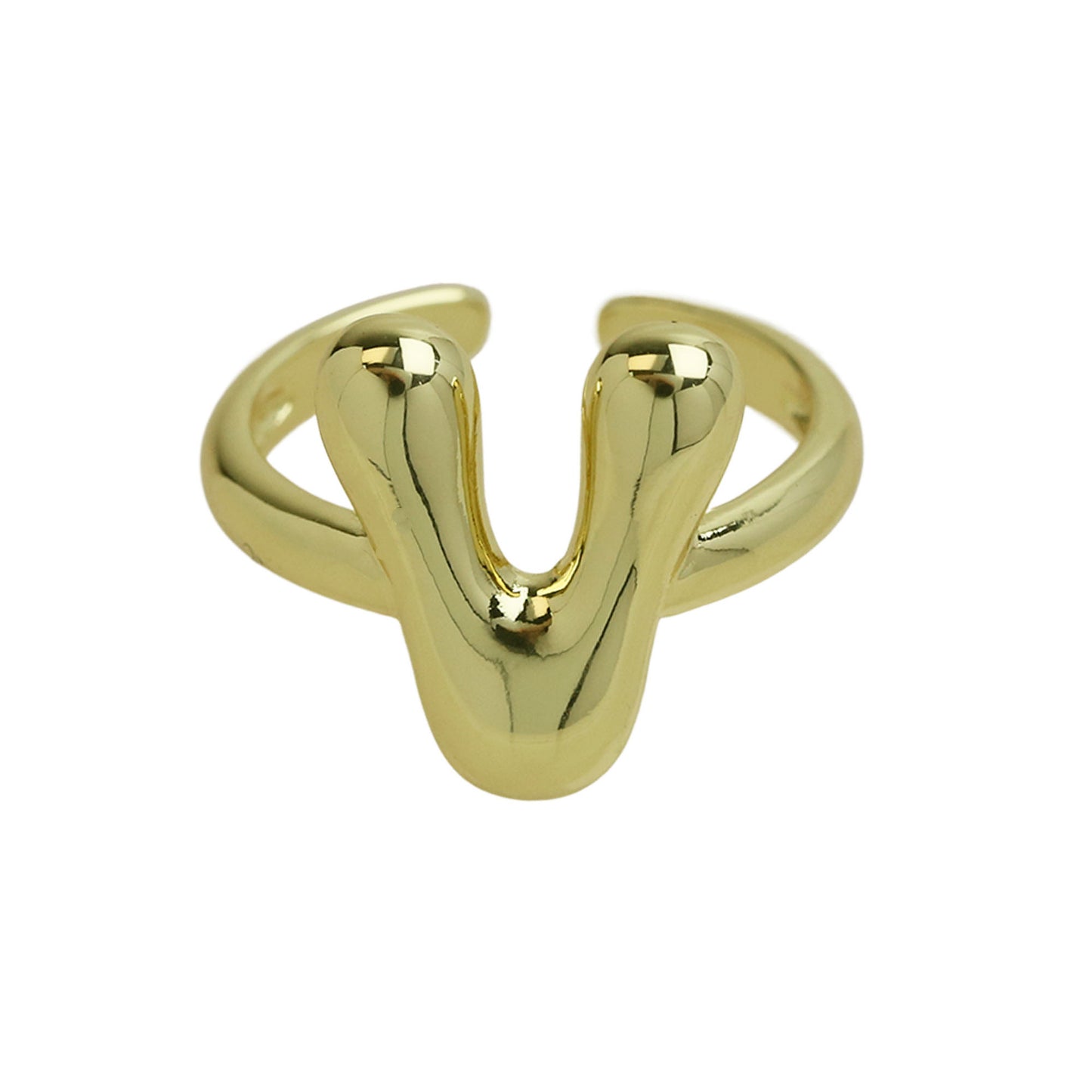 BeatWizards Golden smooth bubble balloon bubble cute chubby 26 letter ring