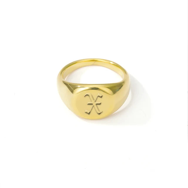 BeatWizards Academy A-Z Letter Initial Rings for Women Goth Chunky Wide Stainless Steel Alphabet Men Ring 2024 Trendy Wedding Couple Jewelry anillos