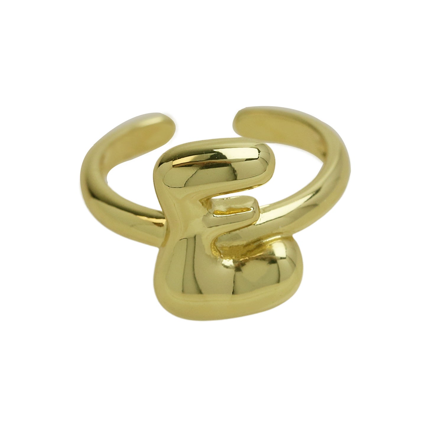 BeatWizards Golden smooth bubble balloon bubble cute chubby 26 letter ring
