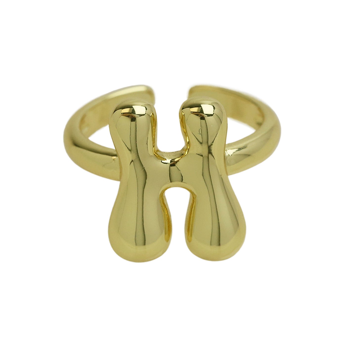 BeatWizards Golden smooth bubble balloon bubble cute chubby 26 letter ring