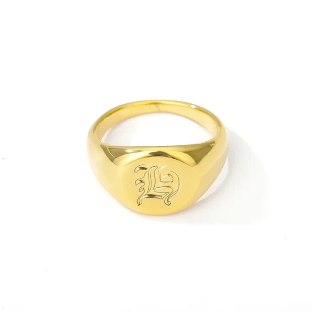 BeatWizards Academy A-Z Letter Initial Rings for Women Goth Chunky Wide Stainless Steel Alphabet Men Ring 2024 Trendy Wedding Couple Jewelry anillos