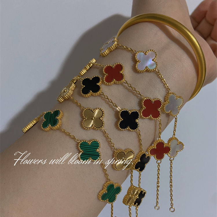 BeatWizards Academy Four leaf clover bracelet women's titanium steel light luxury electroplating 18k gold