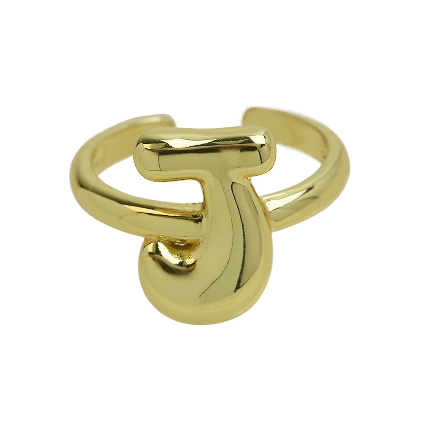 BeatWizards Golden smooth bubble balloon bubble cute chubby 26 letter ring