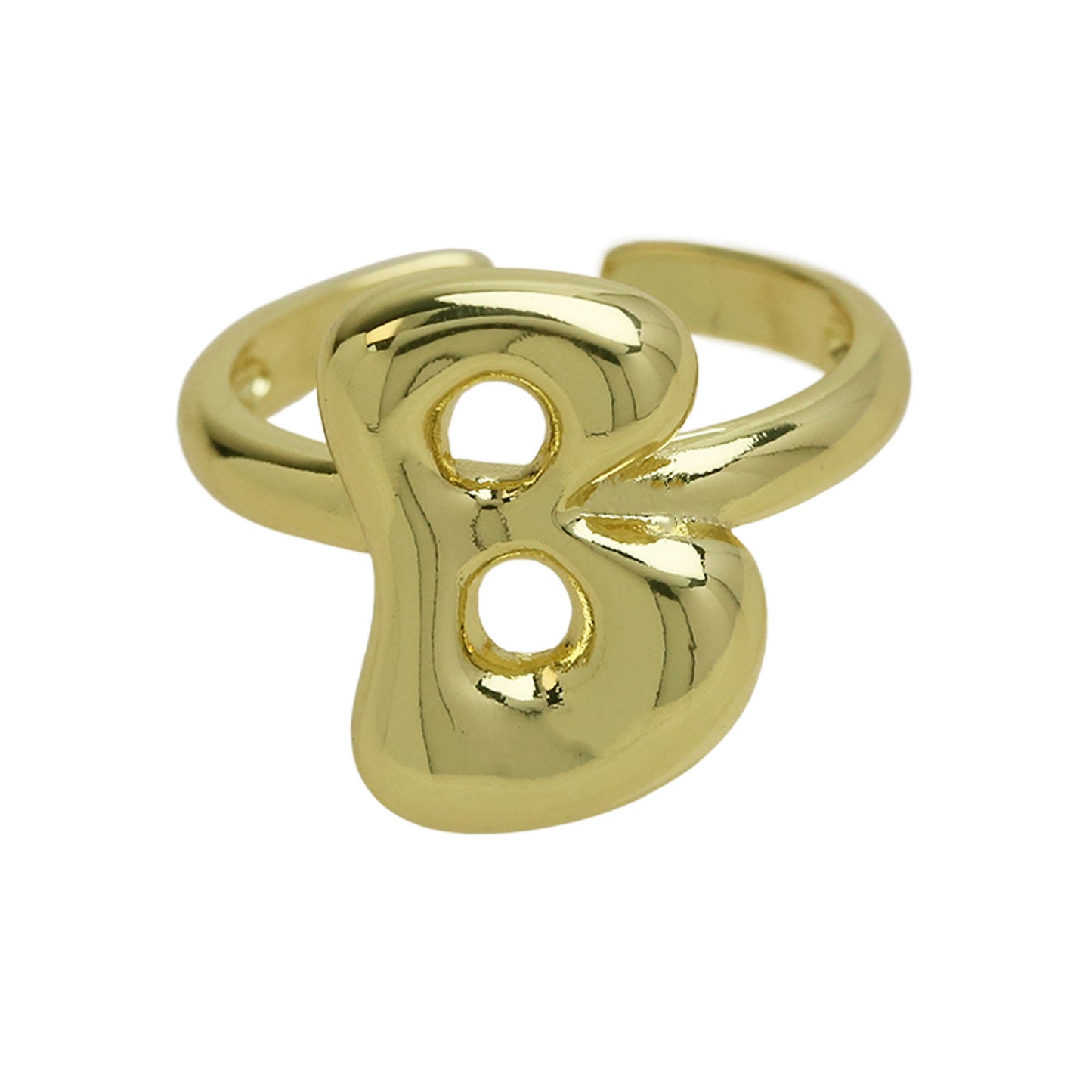 BeatWizards Golden smooth bubble balloon bubble cute chubby 26 letter ring