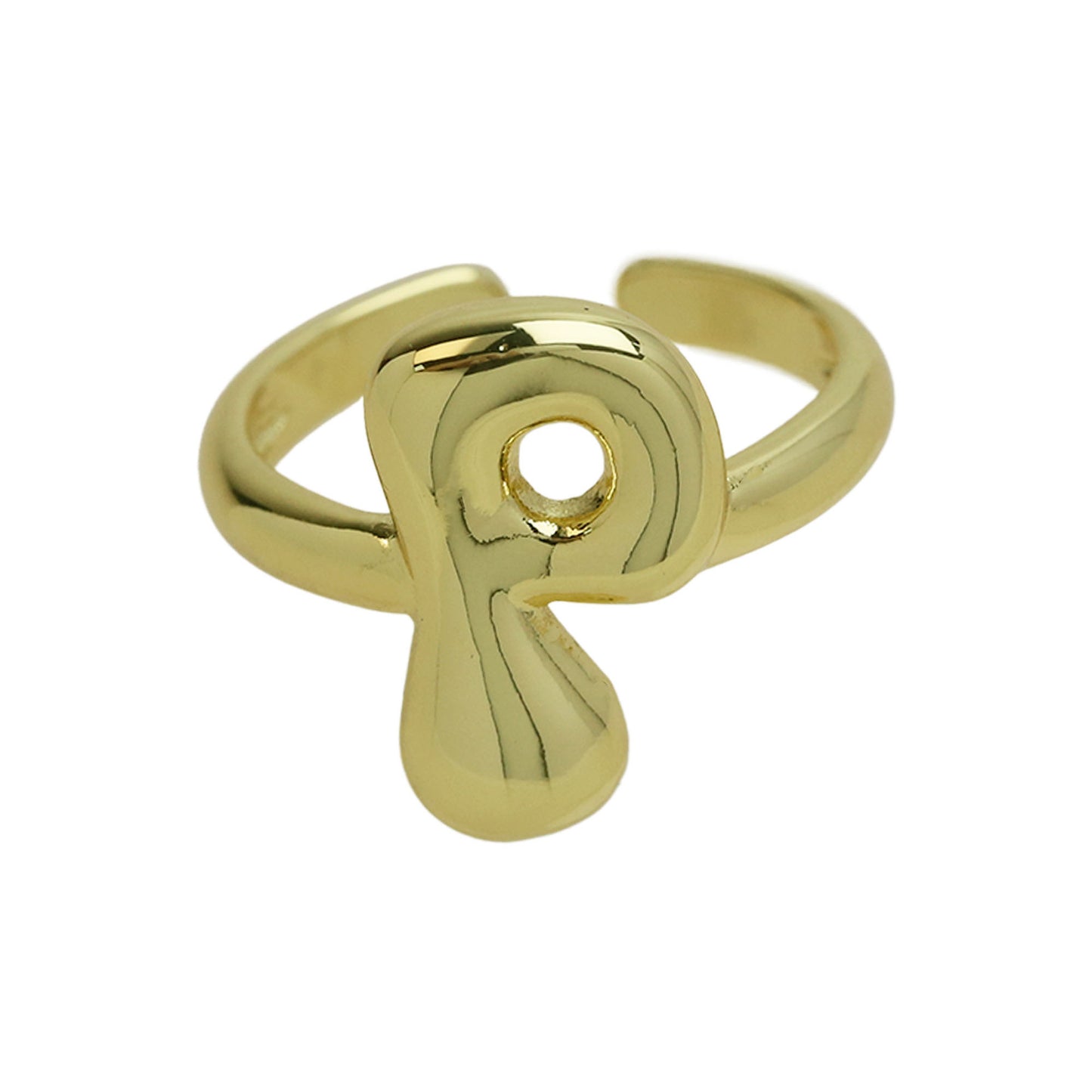 BeatWizards Golden smooth bubble balloon bubble cute chubby 26 letter ring