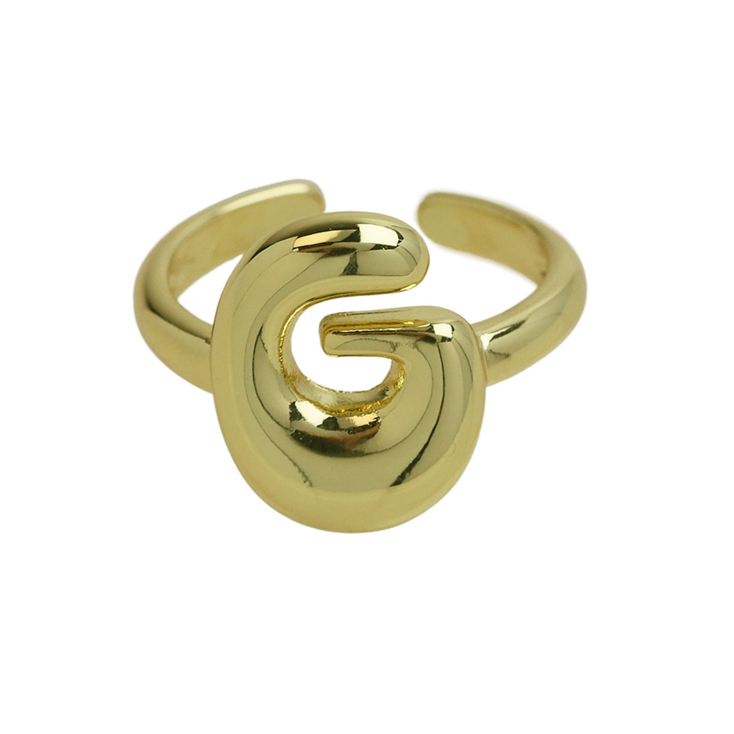 BeatWizards Golden smooth bubble balloon bubble cute chubby 26 letter ring