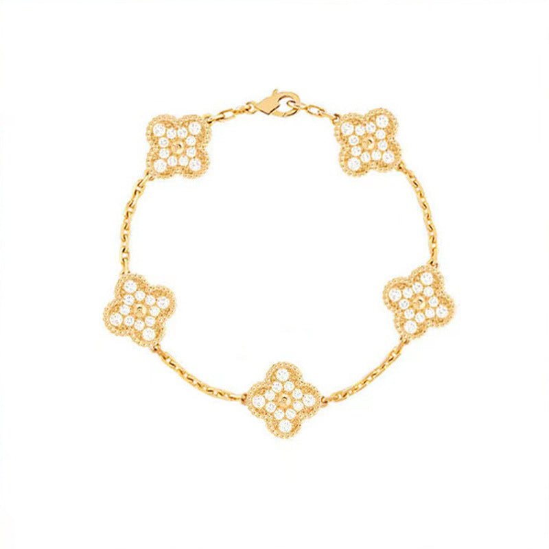 BeatWizards Academy Four leaf clover bracelet women's titanium steel light luxury electroplating 18k gold